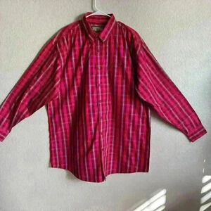 Wrangler Western Fashion Long Sleeve Button Up Plaid Shirt Red White Men 3XL